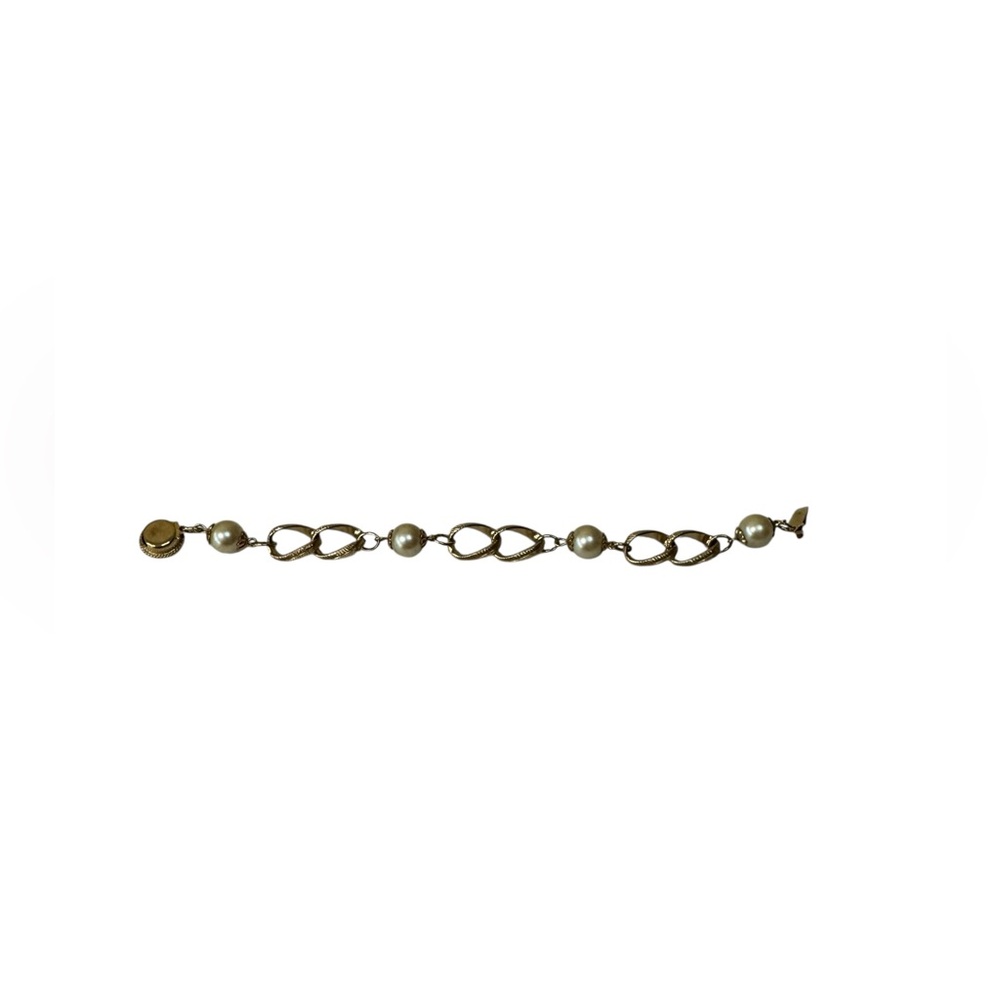Women's Gold and Pearl Beaded Chain Bracelet Y2K Vintage Retro Charm Boho